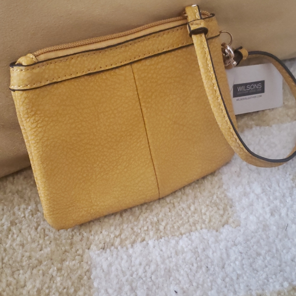 Mustard Yellow Leather Wristlet